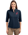 Cleveland Indians Cooperstown Cutter & Buck Virtue Eco Pique Recycled Half Zip Pullover Womens Hoodie Navy Blue Front