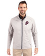 Philadelphia Phillies Cooperstown Cutter & Buck Adapt Eco Knit Hybrid Recycled Mens Full Zip Jacket Polished Medium Gray Front