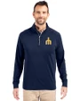 Seattle Mariners Cooperstown Cutter & Buck Adapt Recycled Soft Knit Stretch  Mens Big & Tall Quarter Zip Pullover Navy Blue Front