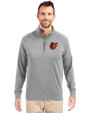Baltimore Orioles Cooperstown Cutter & Buck Adapt Eco Knit Stretch Recycled Mens Big and Tall Quarter Zip Pullover Polished Medium Gray Front