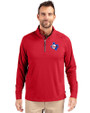Texas Rangers Cooperstown Cutter & Buck Adapt Eco Knit Stretch Recycled Mens Big and Tall Quarter Zip Pullover Red Front