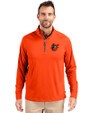 Baltimore Orioles Cooperstown Cutter & Buck Adapt Eco Knit Stretch Recycled Mens Quarter Zip Pullover College Orange Front