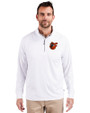 Baltimore Orioles Cooperstown Cutter & Buck Adapt Eco Knit Stretch Recycled Mens Quarter Zip Pullover White Front