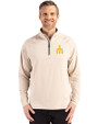 Seattle Mariners Cooperstown Cutter & Buck Adapt Eco Knit Stretch Recycled Mens Quarter Zip Pullover Wheat Front