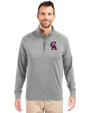 Los Angeles Angels Cooperstown Cutter & Buck Adapt Eco Knit Stretch Recycled Mens Quarter Zip Pullover Polished Medium Gray Front