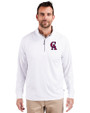 Los Angeles Angels Cooperstown Cutter & Buck Adapt Eco Knit Stretch Recycled Mens Quarter Zip Pullover White Front