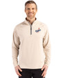 Los Angeles Dodgers Cooperstown Cutter & Buck Adapt Eco Knit Stretch Recycled Mens Quarter Zip Pullover Wheat Front