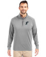 Miami Marlins Cooperstown Cutter & Buck Adapt Eco Knit Stretch Recycled Mens Quarter Zip Pullover Polished Medium Gray Front