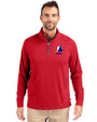 Montreal Expos Cooperstown Cutter & Buck Adapt Eco Knit Stretch Recycled Mens Quarter Zip Pullover Red Front