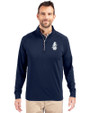 Chicago Cubs Cooperstown Cutter & Buck Adapt Eco Knit Stretch Recycled Mens Quarter Zip Pullover Navy Blue Front