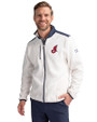 Cleveland Indians Cooperstown Cutter & Buck Cascade Eco Sherpa Mens Big & Tall Fleece Jacket Shell/Navy Blue Front