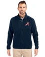 Atlanta Braves Cooperstown Cutter & Buck Cascade Eco Sherpa Mens Big & Tall Fleece Jacket Navy Blue Front
