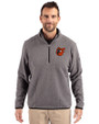 Baltimore Orioles Cooperstown Cutter & Buck Cascade Eco Fleece Mens Quarter Zip Jacket Elemental Grey/Black Front