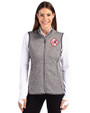 New York Yankees Cooperstown Cutter & Buck Mainsail Sweater Knit Womens Full Zip Vest Polished Heather Front
