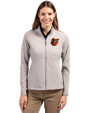 Baltimore Orioles Cooperstown Cutter & Buck Adapt Eco Knit Heather Recycled Womens Full Zip Polished Heather Front