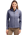 Los Angeles Dodgers Cooperstown Cutter & Buck Adapt Eco Knit Heather Recycled Womens Full Zip Navy Blue Heather Front