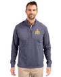 Seattle Mariners Cooperstown Cutter & Buck Adapt Eco Knit Heather Mens Quarter Zip Pullover Navy Blue Heather Front