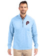 Philadelphia Phillies Cooperstown Cutter & Buck Adapt Eco Knit Heather Mens Quarter Zip Pullover Atlas Heather Front