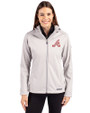 Atlanta Braves Cooperstown Cutter & Buck Evoke Softshell Recycled Full Zip Womens Jacket CONCRETE Front