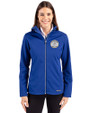 Milwaukee Brewers Cooperstown Cutter & Buck Evoke Softshell Recycled Full Zip Womens Jacket Tour Blue Front