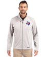 Texas Rangers Cooperstown Cutter & Buck Evoke Softshell Recycled Full Zip Mens Jacket CONCRETE Front