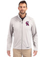 Los Angeles Angels Cooperstown Cutter & Buck Evoke Softshell Recycled Full Zip Mens Jacket CONCRETE Front