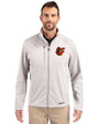 Baltimore Orioles Cooperstown Cutter & Buck Evoke Recycled Honeycomb Fleece Mens Full Zip Jacket CONCRETE Front