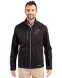 Miami Marlins Cooperstown Cutter & Buck Evoke Softshell Recycled Full Zip Mens Jacket Black Front