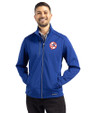 New York Yankees Cooperstown Cutter & Buck Evoke Softshell Recycled Full Zip Mens Jacket Tour Blue Front
