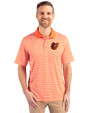 Baltimore Orioles Cooperstown Cutter & Buck Forge Tonal Stripe Stretch Mens Big and Tall Polo College Orange Front