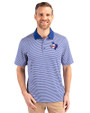 Texas Rangers Cooperstown Cutter & Buck Forge Tonal Stripe Stretch Mens Big and Tall Polo Tour Blue Front