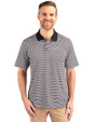 Colorado Rockies Cooperstown Cutter & Buck Forge Tonal Stripe Stretch Mens Big and Tall Polo Black Front