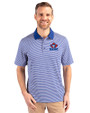 Toronto Blue Jays Cooperstown Cutter & Buck Forge Tonal Stripe Stretch Mens Big and Tall Polo Tour Blue Front