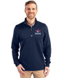 Toronto Blue Jays Cooperstown Cutter & Buck Traverse Stretch Eco Quarter Zip Mens Big and Tall Pullover Liberty Navy Front