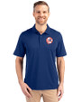 New York Yankees Cooperstown Cutter & Buck Forge Stretch Mens Big & Tall Polo Tour Blue Front