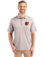Baltimore Orioles Cooperstown Cutter & Buck Forge Pencil Stripe Stretch Mens Big and Tall Polo Polished Medium Gray Front