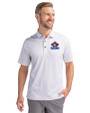 Toronto Blue Jays Cooperstown Cutter & Buck Pike Double Dot Print Stretch Mens Big and Tall Polo Charcoal Front
