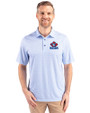 Toronto Blue Jays Cooperstown Cutter & Buck Pike Double Dot Print Stretch Mens Big and Tall Polo Tour Blue Front