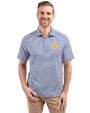 Seattle Mariners Cooperstown Cutter & Buck Virtue Eco Pique Stripe Recycled Mens Big and Tall Polo Tour Blue Front