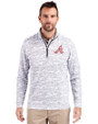 Atlanta Braves Cooperstown Cutter & Buck Traverse Stretch Eco Camo Print Quarter Zip Mens Big and Tall Pullover Charcoal Front
