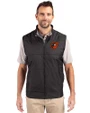 Baltimore Orioles Cooperstown Cutter & Buck Stealth Hybrid Quilted Mens Big and Tall Windbreaker Vest Black Front