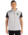 Athletics Cooperstown Cutter & Buck Stealth Hybrid Quilted Mens Big and Tall Windbreaker Vest Polished Medium Gray Front