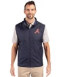 Atlanta Braves Cooperstown Cutter & Buck Stealth Hybrid Quilted Mens Big and Tall Windbreaker Vest Liberty Navy Front