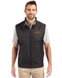 Houston Astros Cooperstown Cutter & Buck Stealth Hybrid Quilted Mens Big and Tall Windbreaker Vest Black Front
