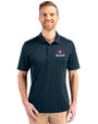 Toronto Blue Jays Cooperstown Cutter & Buck Prospect Eco Textured Stretch Recycled Mens Big & Tall Polo Navy Blue Front