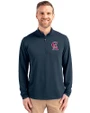 Los Angeles Angels Cooperstown Cutter & Buck Virtue Eco Pique Recycled Quarter Zip Mens Big & Tall Pullover Navy Blue Front