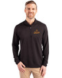 Houston Astros Cooperstown Cutter & Buck Virtue Eco Pique Recycled Quarter Zip Mens Big & Tall Pullover Black Front