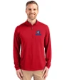 Toronto Blue Jays Cooperstown Cutter & Buck Virtue Eco Pique Recycled Quarter Zip Mens Big & Tall Pullover Red Front