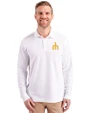 Seattle Mariners Cooperstown Cutter & Buck Advantage Eco Tri-Blend Pique Mens Big and Tall Long Sleeve Polo White Front