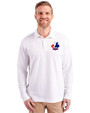 Montreal Expos Cooperstown Cutter & Buck Advantage Eco Tri-Blend Pique Mens Big and Tall Long Sleeve Polo White Front
